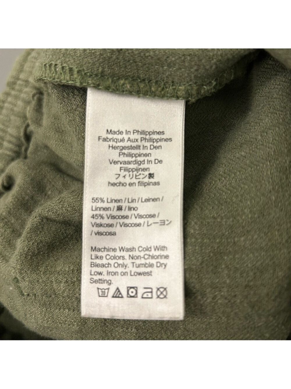 J Crew Tie Waist Linen Blend Cargo Pant Size 0 Green Colourblock - Picture 5 of 6